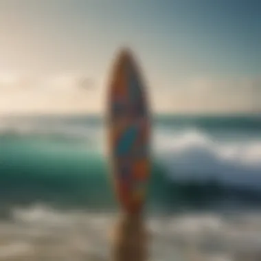 A vibrant surfboard showcasing unique artwork