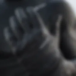 Close-up view of Rip Curl wetsuit gloves showcasing material texture and flexibility