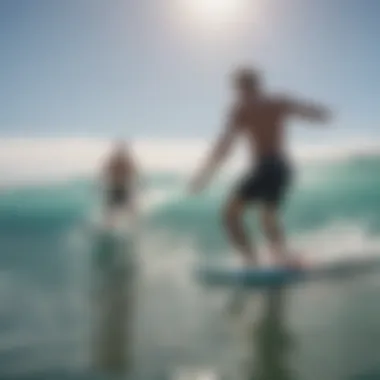 Beginners enjoying their first experience at a surf pool