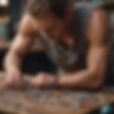 Artisan Crafting Surfers Necklace Beads Artisan crafting surfers necklace beads in a studio