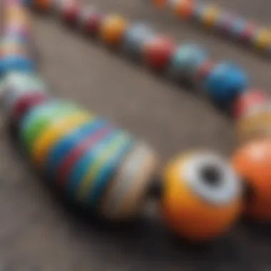 Vibrant Surfers Necklace Beads Close-up view of vibrant surfers necklace beads made from natural materials