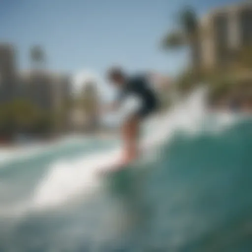 Surfer riding a wave in Waikiki