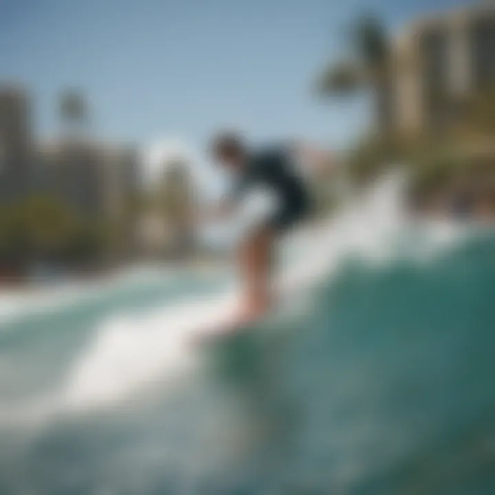 Surfer riding a wave in Waikiki