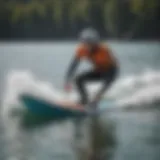 Dynamic action shot of the Armstrong foil board in use on the water