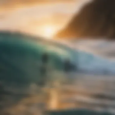 Harmony with Nature in Surfing Stunning sunset over the ocean with surfers