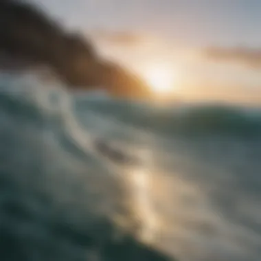 Close-up of surfboard and ocean