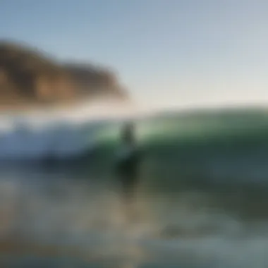 Surfer catching a wave at La Jolla Shores