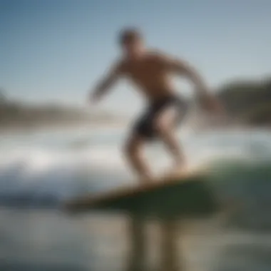 User riding a Morey boogie board on an ocean wave, demonstrating performance and agility