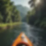 A breathtaking view of a river surrounded by lush greenery, ideal for kayaking.