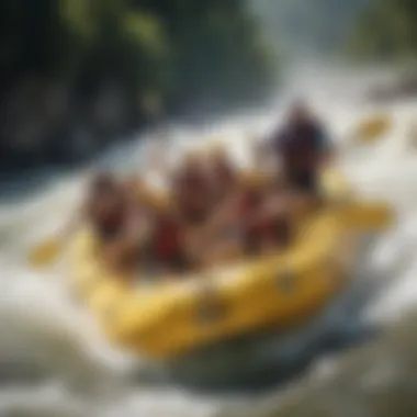 A group navigating through thrilling whitewater rapids, showcasing rafting excitement.