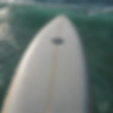 Close-up of a soft top surfboard showcasing its features