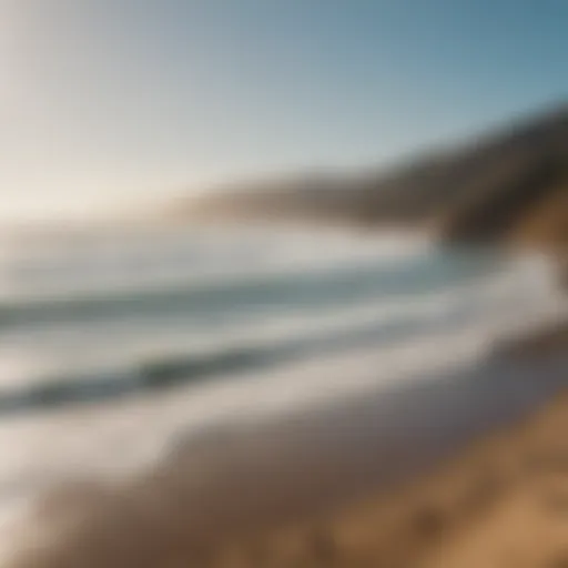 Stunning Malibu coastline with surfers catching waves