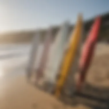 Close-up of surfboards ready for a thrilling day on the waves