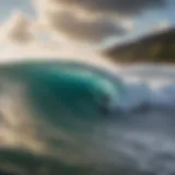 Surfing at Pipeline with impressive waves