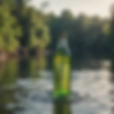 Edible bottles in a watersport setting