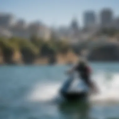 A detailed map highlighting popular jet skiing routes in San Francisco.