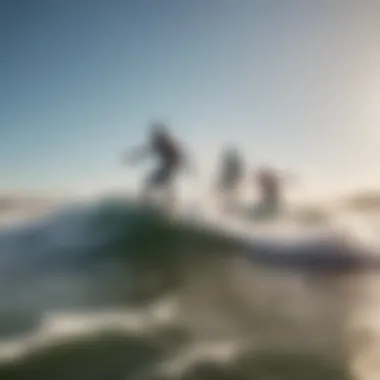 Group of riders enjoying electronic waveboarding on a sunny day