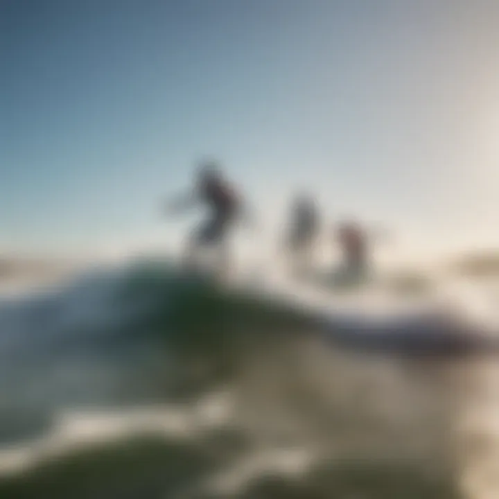 Group of riders enjoying electronic waveboarding on a sunny day