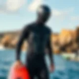 Front zip wetsuit showcasing innovative design elements