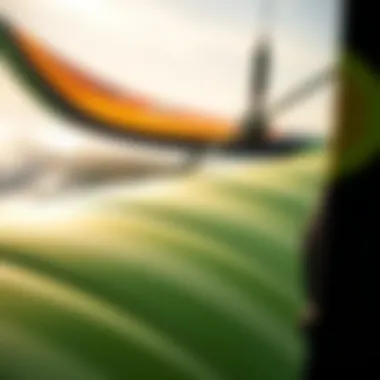 Close-up of a quality used kiteboarding kite showing its condition