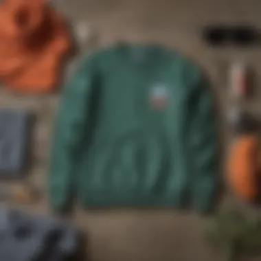 Flat lay arrangement of the Patagonia Uprisal sweatshirt with eco-friendly elements