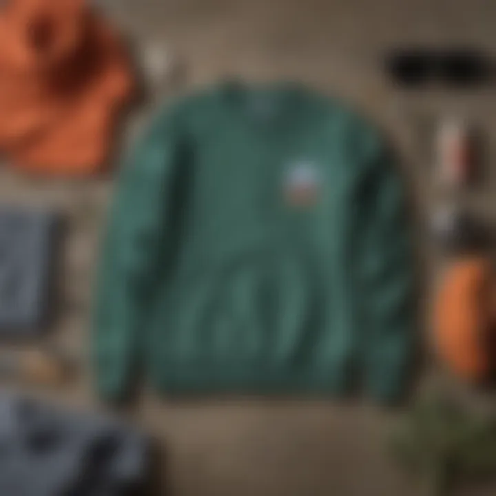 Flat lay arrangement of the Patagonia Uprisal sweatshirt with eco-friendly elements