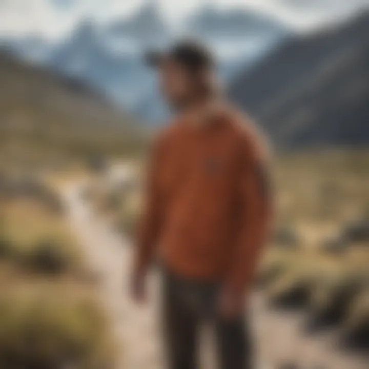 Outdoor scene showcasing an individual wearing the Patagonia Uprisal sweatshirt during an adventure