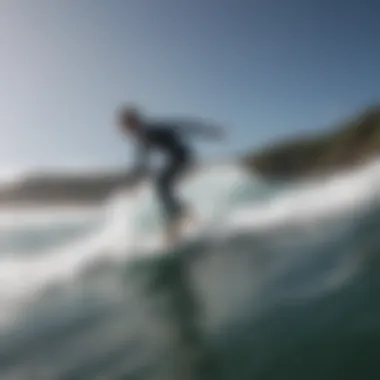 Surfer practicing ergonomic techniques on the wave