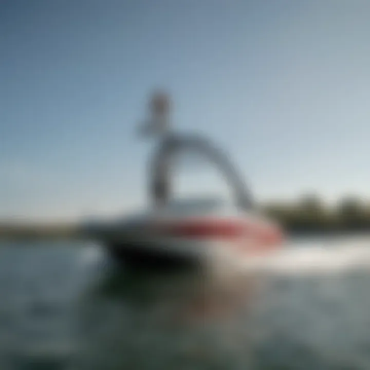 A wakeboard tower installed on a boat, highlighting its functional advantages