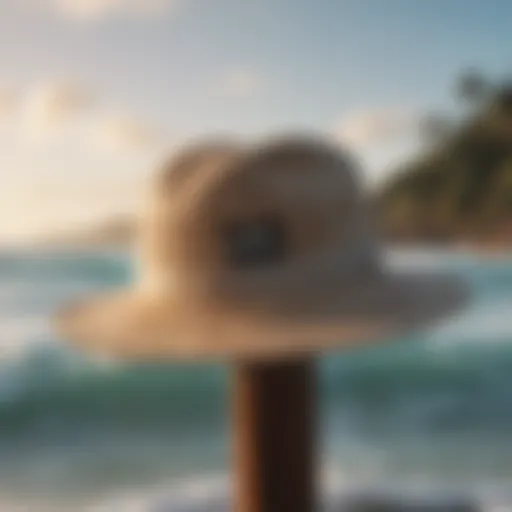 Rip Curl surf hat with ocean background