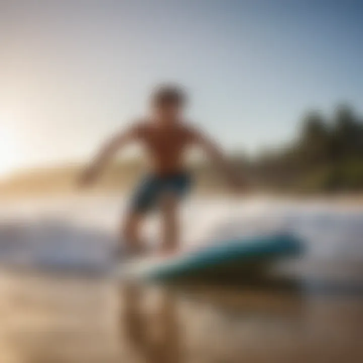 A vibrant beach scene showcasing the excitement of boogie boarding.