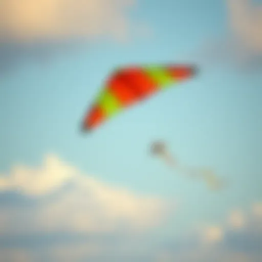 Vibrant train kite soaring in the sky