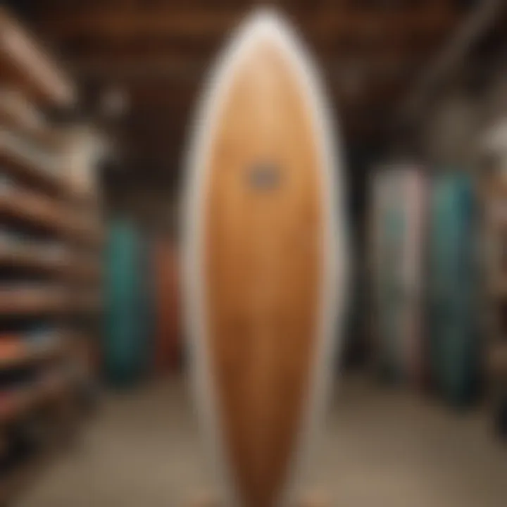 Close-up of the unique construction of Surftech surfboards