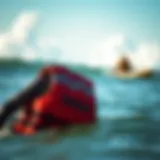 High-quality Rip Curl life vest in an ocean setting