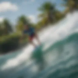 A wake surfer gliding on the water