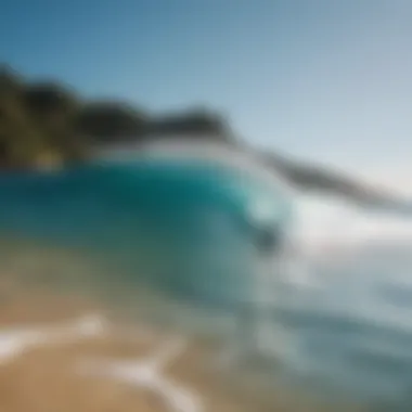 Ideal Surfing Conditions A pristine beach with clear blue waters, perfect for surfing