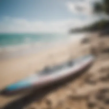 Scenic view of windsurfing equipment on the beach