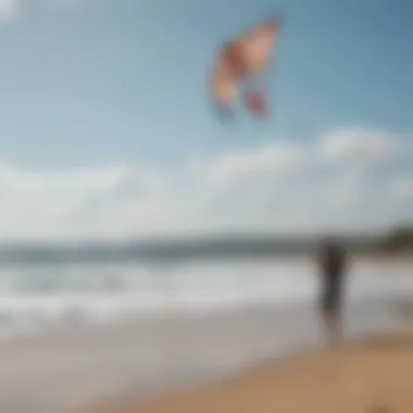 A picturesque beach scene with kite flyers enjoying the day