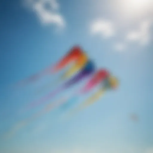 Vibrant kites soaring in a clear blue sky