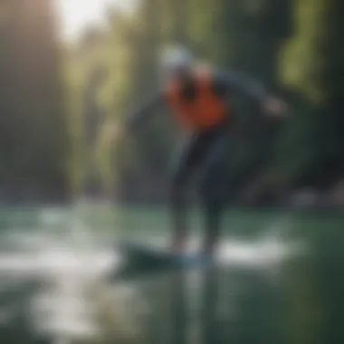 A person riding a foil board on sparkling water, demonstrating the excitement of watersports.