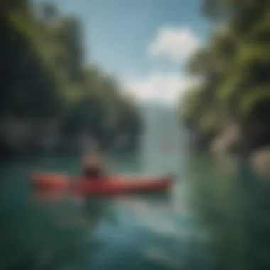 Kayakers exploring the calm waters near the resort