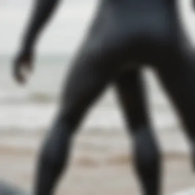 Close-up of wetsuit material showcasing flexibility and texture