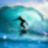 A surfer practicing advanced maneuvers on a wave