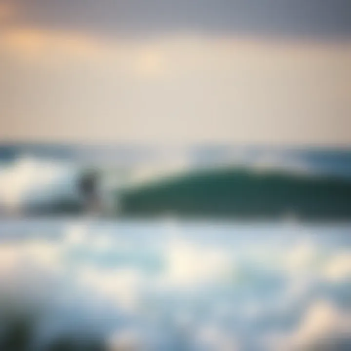 Cultivating Mental Focus and Connection with the Ocean A serene ocean landscape, emphasizing the mental aspect of surfing