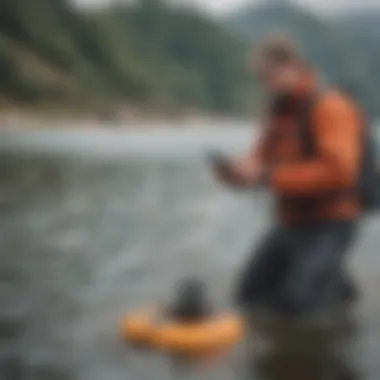 Expert Evaluation of PLBs Expert evaluating a Personal Locator Beacon for safety standards