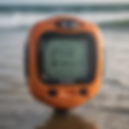 Close-up view of a Personal Locator Beacon displaying its features