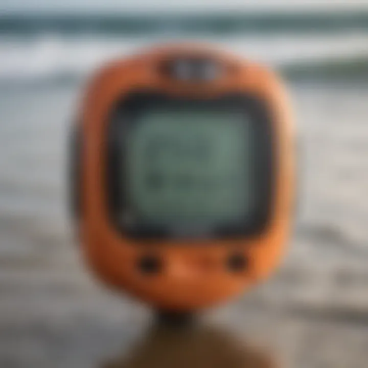 Close-up view of a Personal Locator Beacon displaying its features