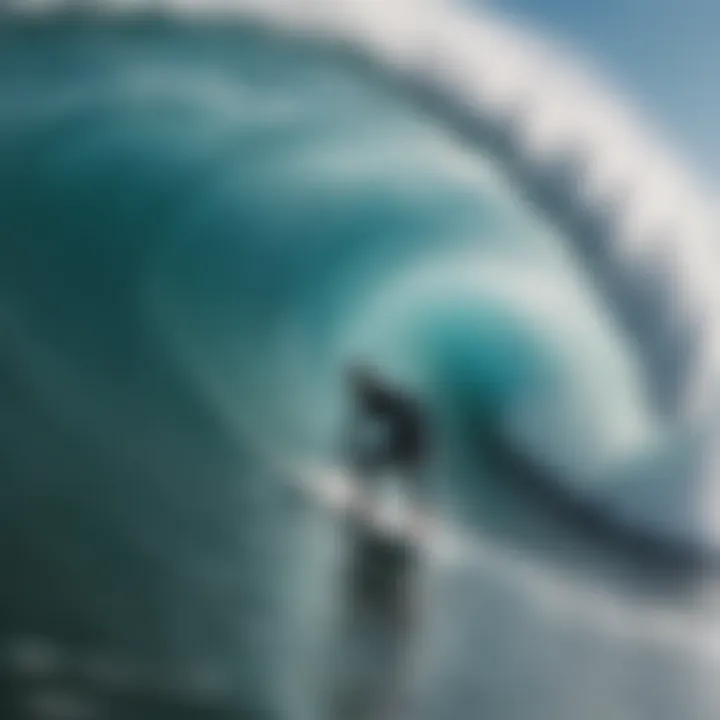 Surfers riding a characteristic Japanese wave