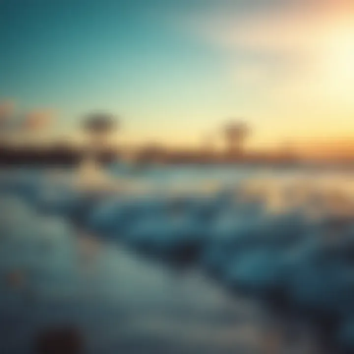 Waves crashing on the shore at Ke Iki Beach during sunset