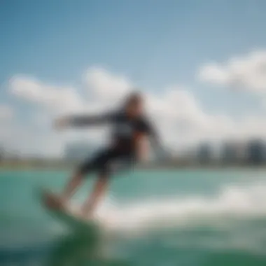 A kite surfer gliding over the vibrant waters of Miami